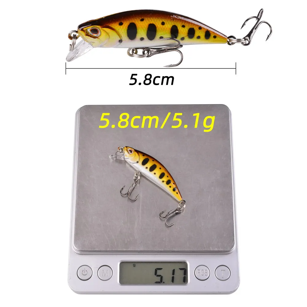 Señuelo duro de Pesca, anzuelo triple de carpa, aparejos Jerkbait Swimbait Wobbler Artificial, 15 piezas, 5,1g, 5,8 cm - imagen 3