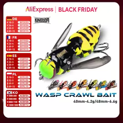 Cebo flotante de avispa Kingdom 4,2g 6,6g 40mm 48mm insecto Artificial señuelo de pesca biónico cebos duros lubina carpa Lucio pesca Wobbler