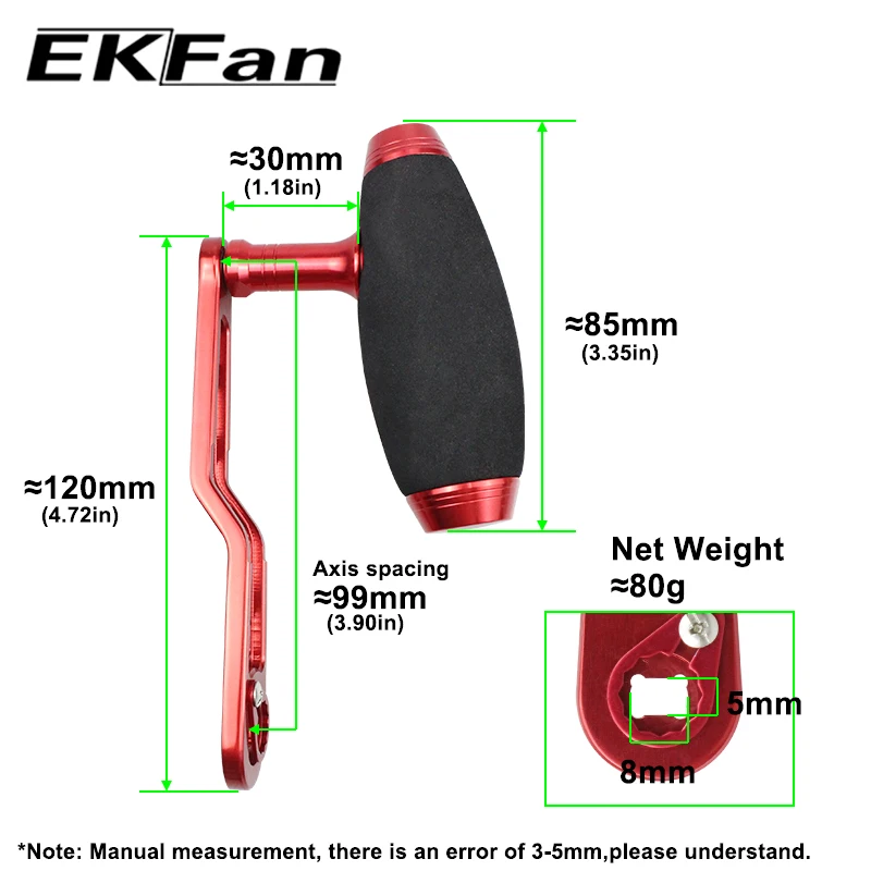 Ekfan-mango de aleación de aluminio para carrete de pesca, perilla EVA + 120M, para DAI & SHI, DIY, Baitcasting, longitud de la manga del carrete de pesca, 120MM - imagen 5