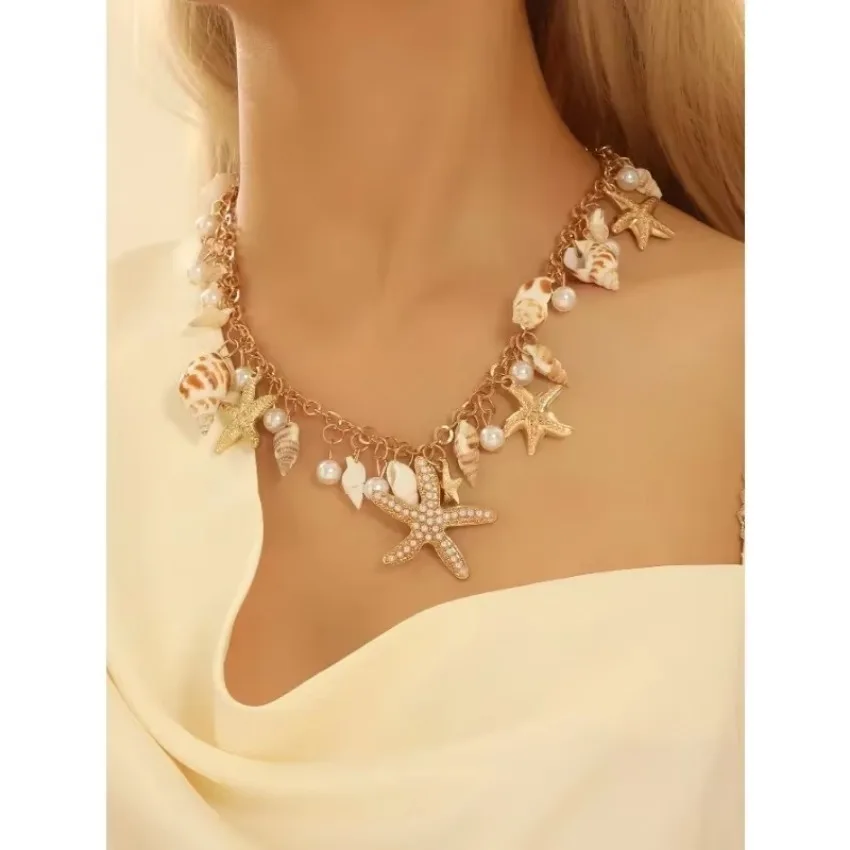 1 Uds. Conchas marinas naturales joyería de playa verano Bohemia elementos del océano pulsera estrella de mar Coral Shell encanto para regalos de mujer - imagen 4