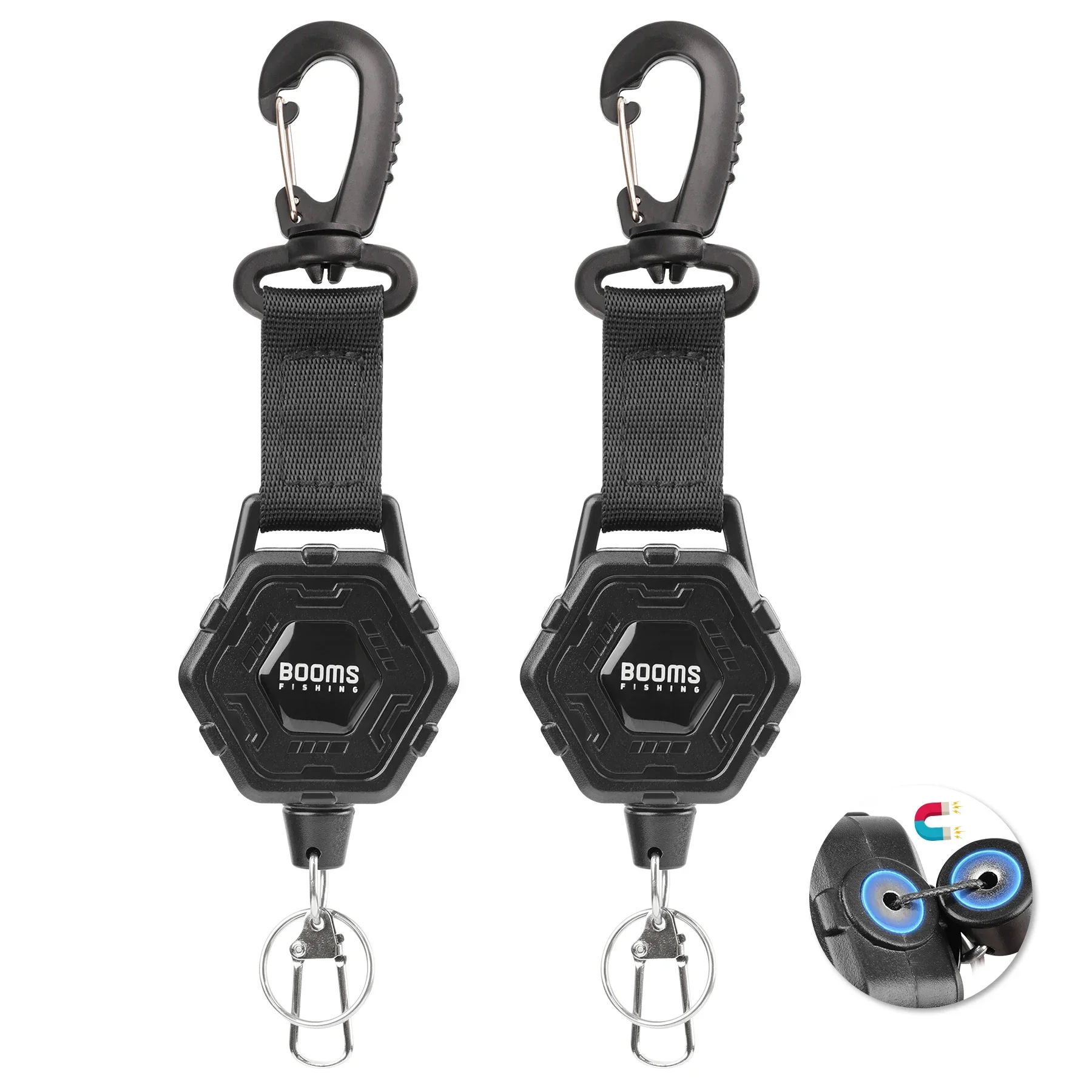 Booms Fishing RG5 llavero retráctil mosquetón Retractor Zinger de alta resistencia 90cm cordón de alambre de acero telescópico accesorios de herramientas - imagen 2