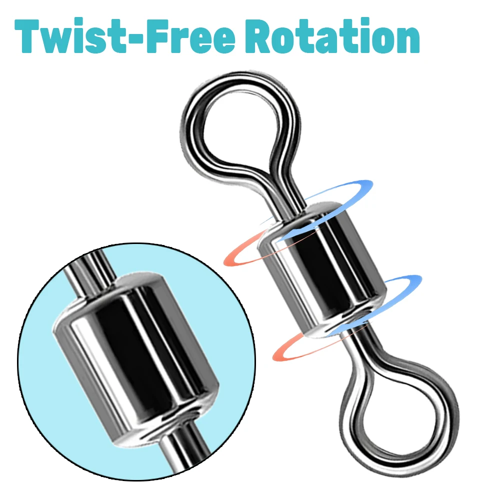 100 Uds. Conector rodante de rodamiento de acero inoxidable, barril giratorio, caja de aparejos, juego de herramientas de línea de señuelo, accesorios de pesca - imagen 4