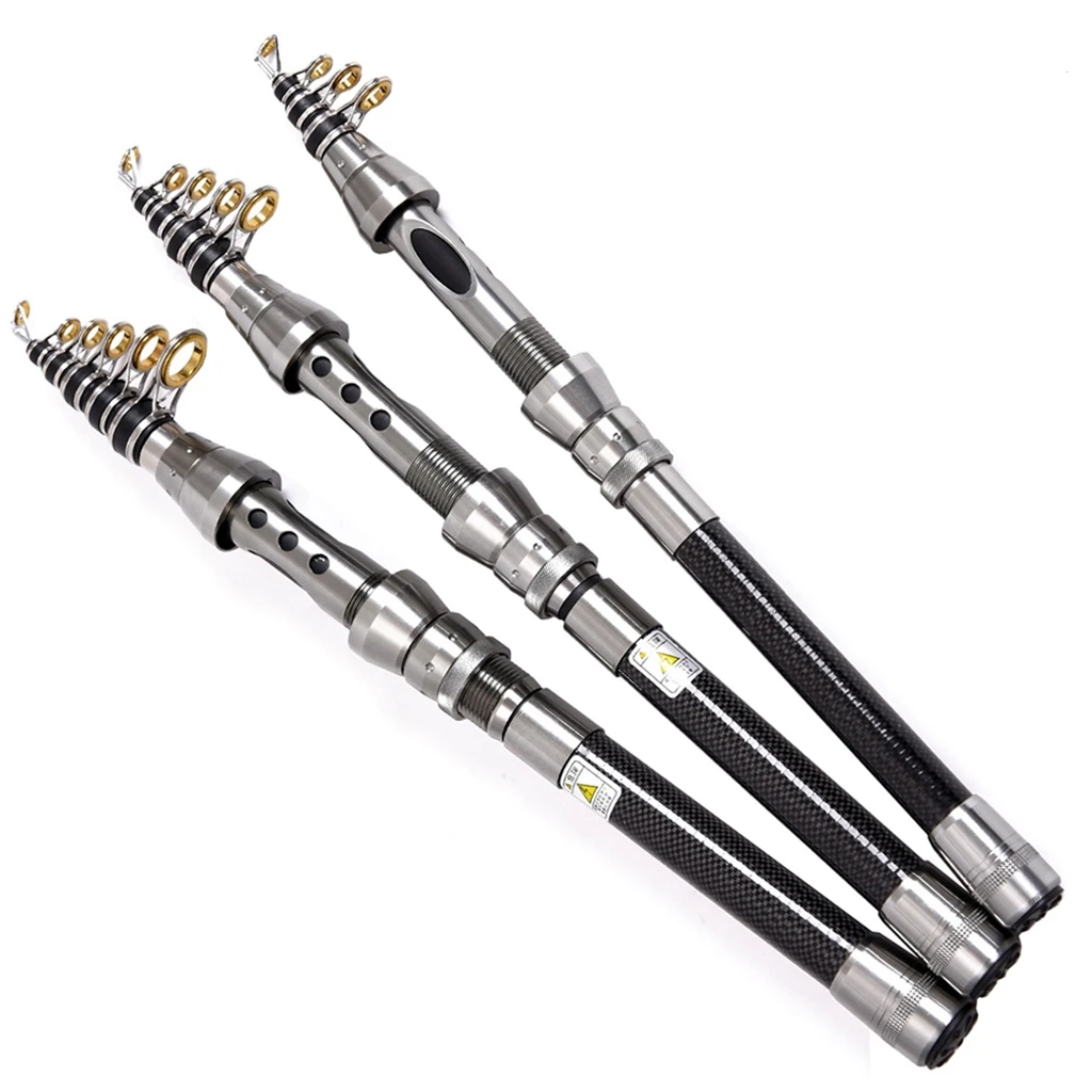 Caña de pescar telescópica de 1,5 m-2,4 m, caña de pescar corta de carbono + Aleación de viaje para Surfcasting, caña de pescar de fundición a tierra - imagen 3