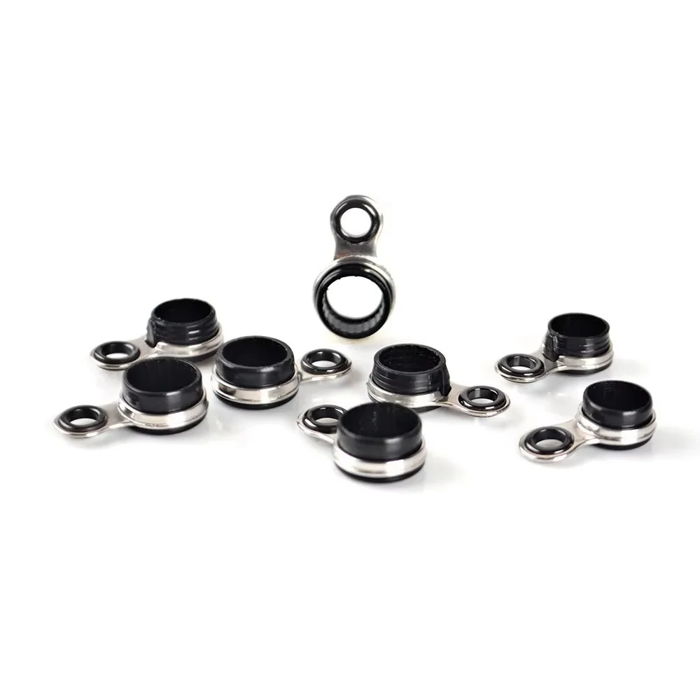 NGB 5 uds DIY guías de caña de pescar telescópicas acero inoxidable 7 # -9.8 #   Punta superior de varilla guía de anillo de cerámica - imagen 4