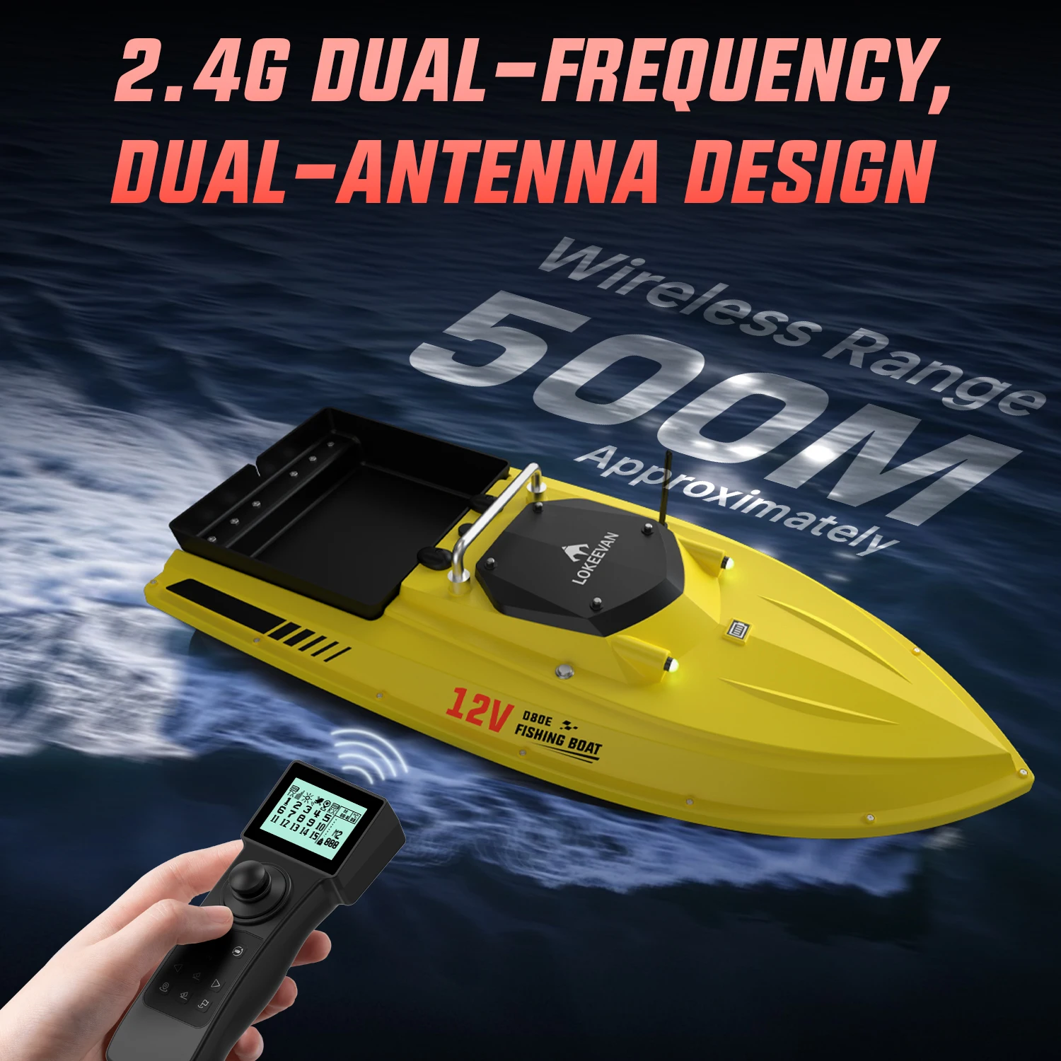 Bote Cebador D80E GPS Dual con Sonar y Sensor de Profundidad - imagen 3