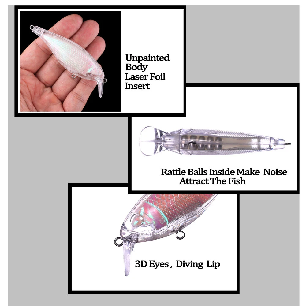 Chan'sHuang-señuelo de pesca Artificial, 20 piezas sin pintar, 9cm, 10,5g, pala flotante, buzo, Crankbait, hecho a mano - imagen 5