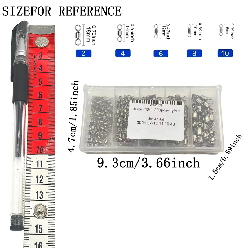 Figura 8 Conector de anillo Anillo de conexión Accesorios de pesca Suministros de aparejos de pesca, 200 piezas - imagen 5