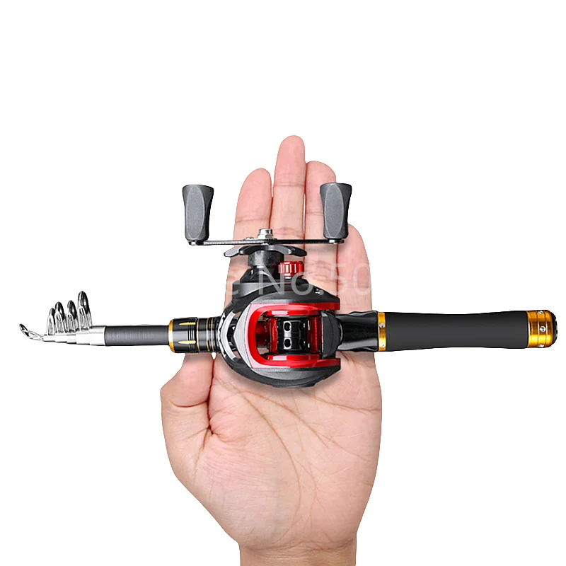 Caña retráctil portátil, mango de pesca volteado de carbono, mango recto, Base de dos ruedas, transporte aplicable con área multiagua - imagen 4