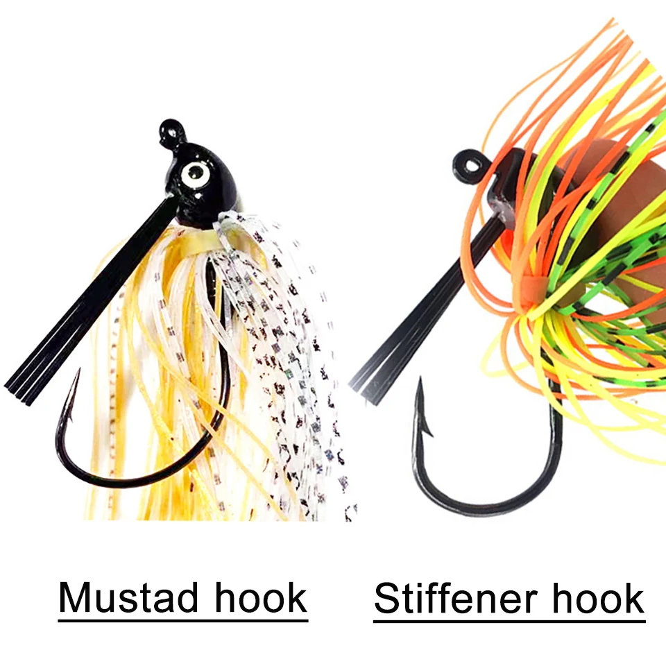 Señuelo giratorio Jig Bait 7g 10g 14g falda barba Señuelos de Pesca Plantilla de goma Buzzbait Swim Jig Head para Bass Pike Wobbler anzuelos de pesca - imagen 5