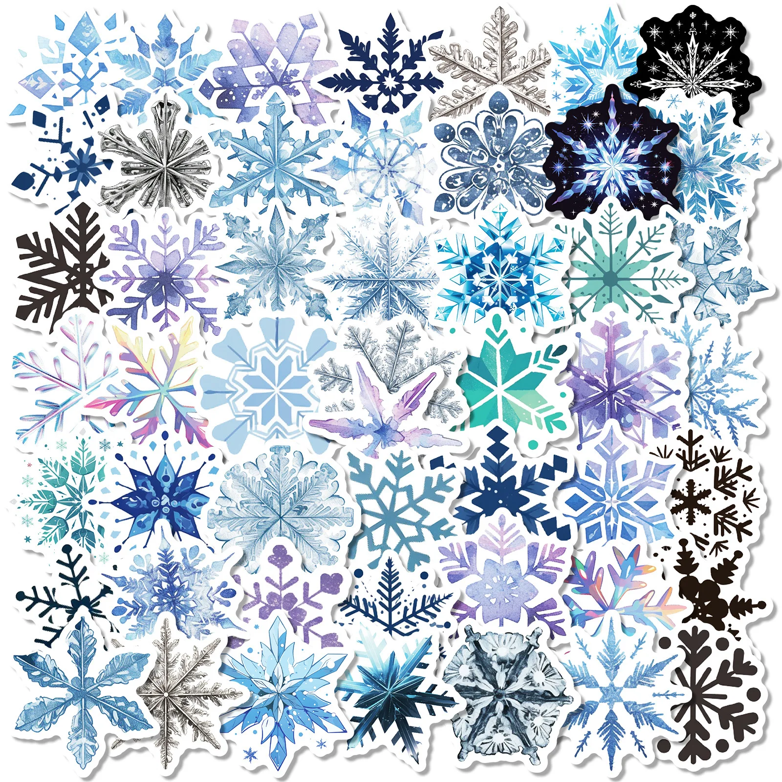 Pegatinas Impermeables Copos de Nieve – Diseño Navideño para Telefonos