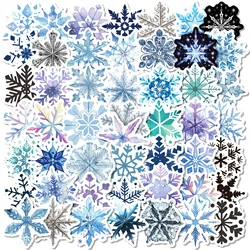 50 Uds. De copos de nieve de Navidad, pegatinas de dibujos animados románticos de invierno, bricolaje, teléfono, guitarra, portátil, maleta, pegatina impermeable, juguete para niños