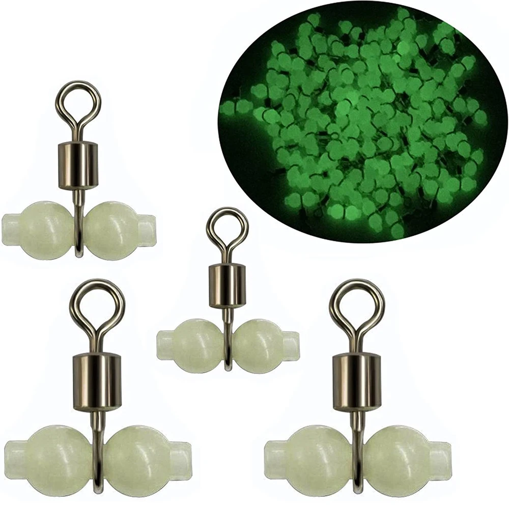 50 Uds. Conector giratorio luminoso para pesca, conector giratorio de 3 vías, cuentas fluorescentes, gancho, conector de sedal de señuelo, accesorios para aparejos - imagen 5