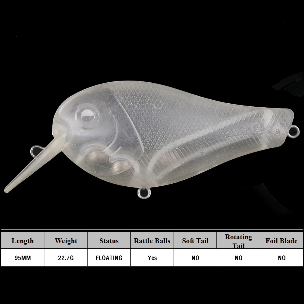 Chan'sHuang, 10 Uds., cebo en blanco sin pintar, 9,5 m, 22,7g, sonajeros de buceo medianos con forma de pájaro, Crankbait flotante, señuelo de pesca hecho a mano DIY - imagen 3