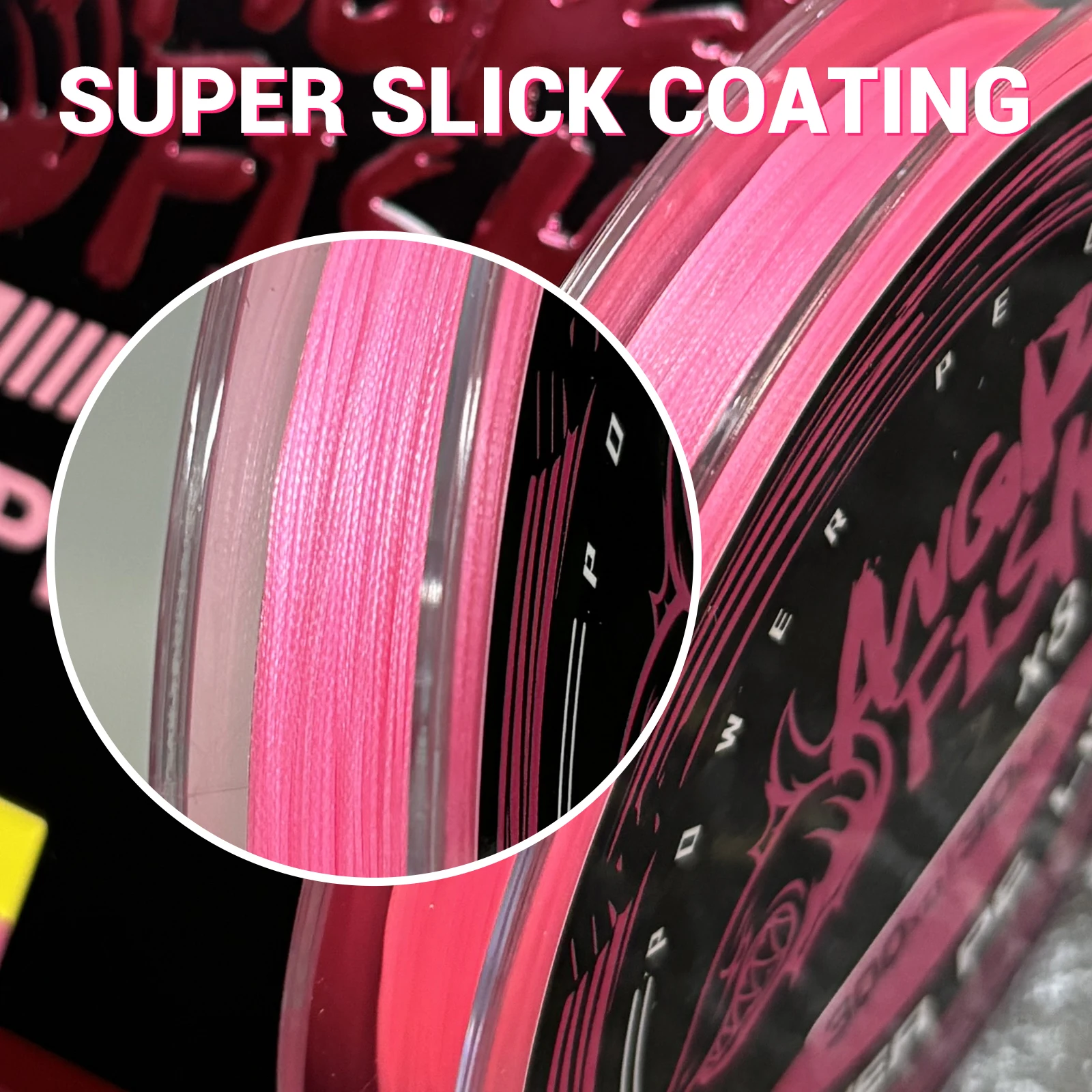 Accesorios de pesca Angryfish Línea de pesca fuerte, línea de pesca trenzada 8x, línea rosa, multifilamento, herramienta de sedal duradera - imagen 3