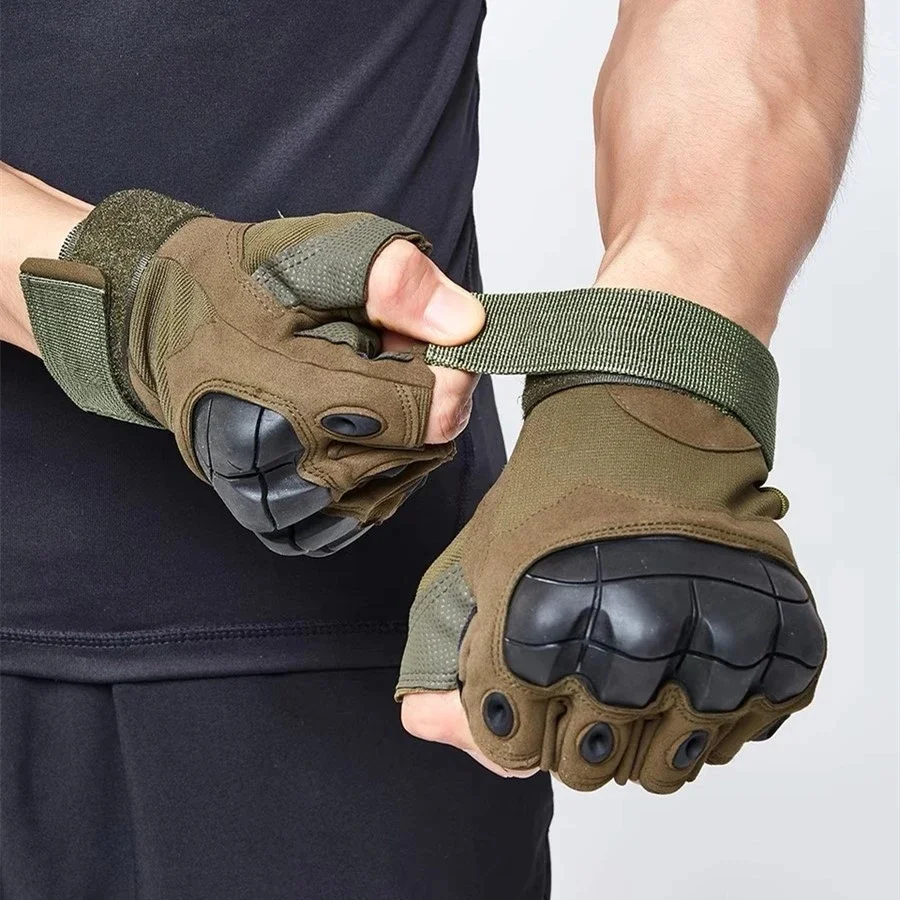 Guantes tácticos de medio dedo para exteriores, manoplas duras para nudillos, Paintball, Airsoft, caza, combate, equitación, senderismo, escalada en roca - imagen 4