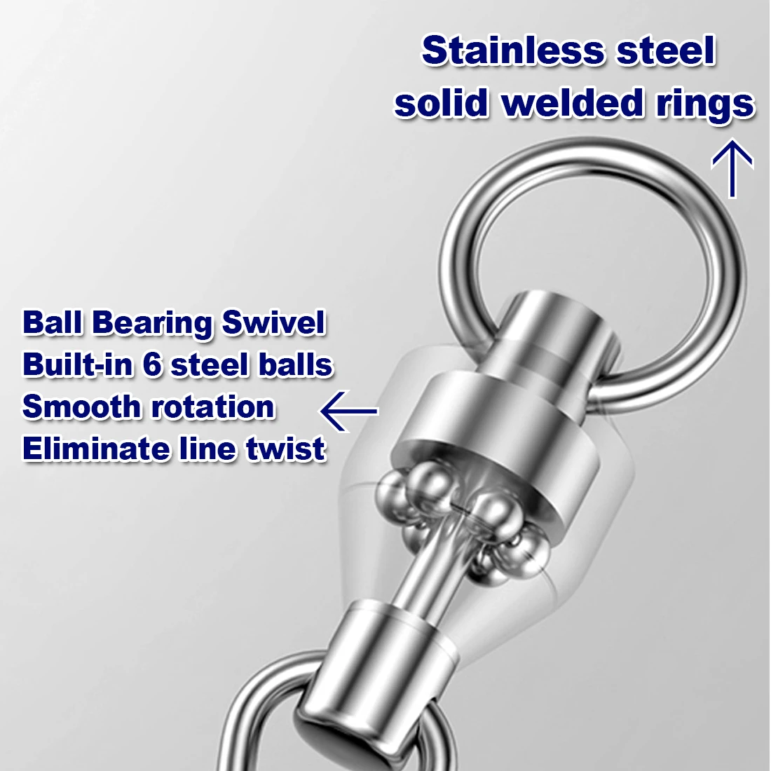 FishTrip 25 piezas de pesca giratoria con rodamiento de bolas giratorio de calamar Clip giratorio de agua salada con mosquetón de acero inoxidable - imagen 3