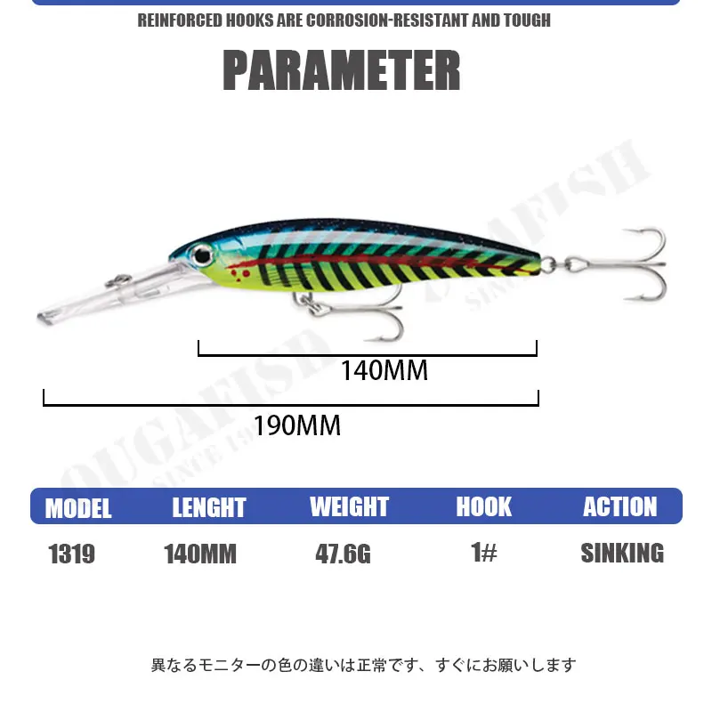 Señuelos De Pesca De 140mm y 47,6g, cebo duro para buceo De 2,5-3m, Wobblers Minnow, aparejos De cebo Artificial para Lucio, Accesorios De Pesca Leurre - imagen 3