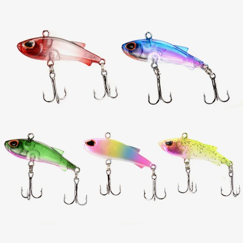 Nuevo 5 uds Mini VIB 4,5 cm 4g juego de Señuelos de Pesca con caja CrankBaits Wobblers señuelos hundimiento carpa aparejos de pesca Artificial