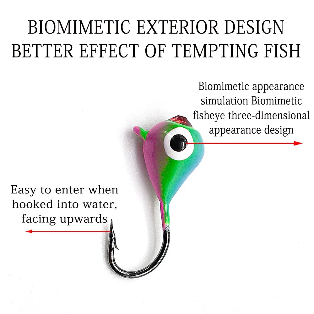 Señuelo de pesca en hielo, cebo Artificial, cabeza de plantilla, pequeño gancho de pesca en hielo, gusano, 6 piezas, 15mm/1,1g - imagen 5