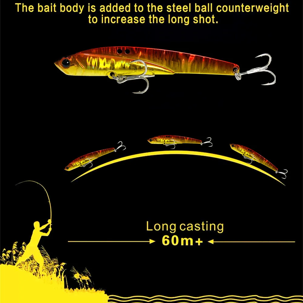 110mm 44g hundimiento VIB cebo de Pesca trucha lubina señuelo de agua salada Swimbait plantilla de Metal Wobbler Pesca Metal Vib señuelo - imagen 3