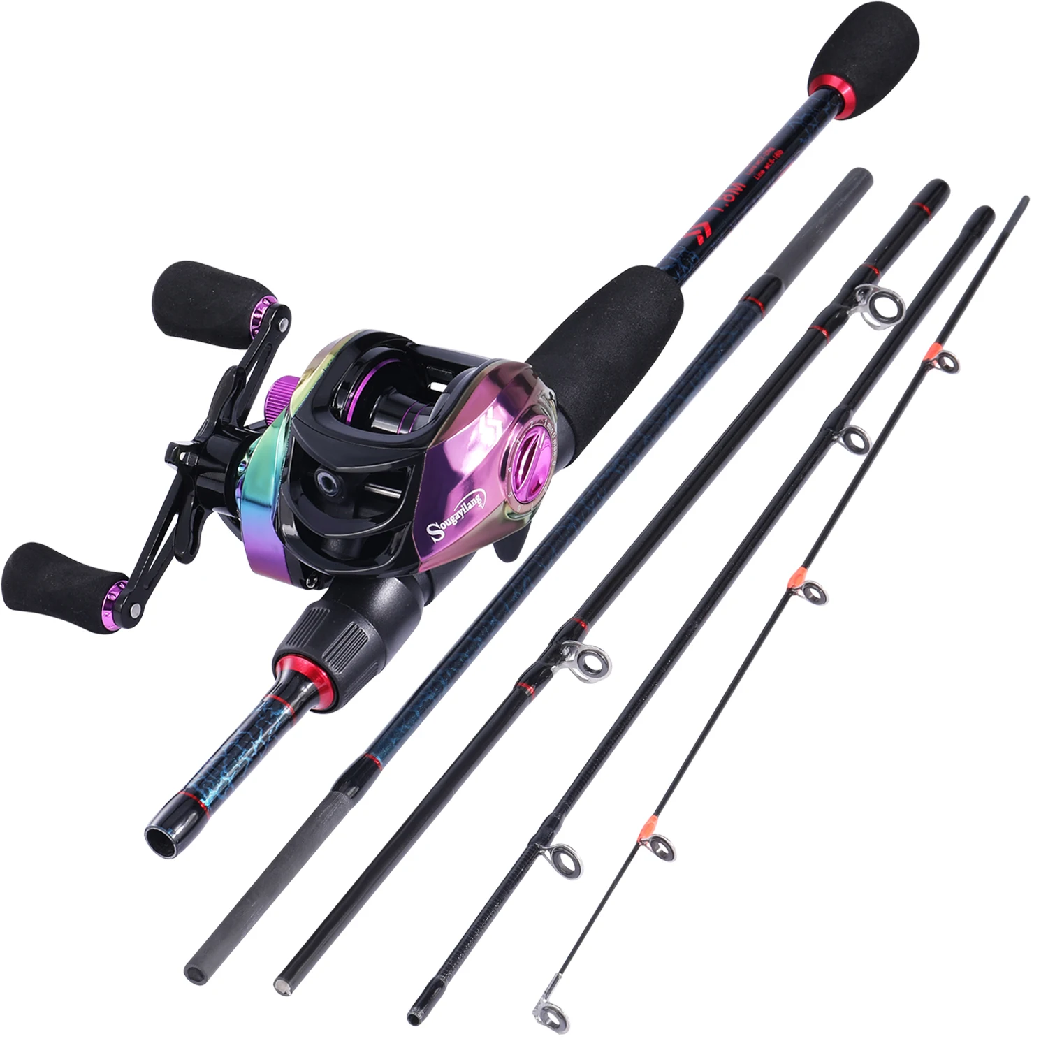 Sougayilang-Conjunto de pesca de fundición, caña UL de 5 secciones y carrete de Baitcasting de alta velocidad 1,8: 1, accesorios de pesca, 2,4 M-7,2 M - imagen 2