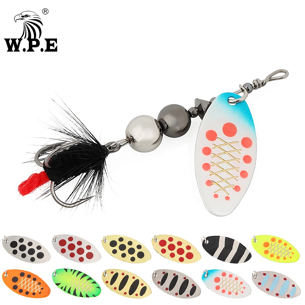 W.P.E Spinner señuelo de Pesca 6g/8g/11g señuelo de cuchara de latón anzuelo triple de Metal cebo duro señuelo de lubina señuelo falso aparejos de Pesca 1 Uds