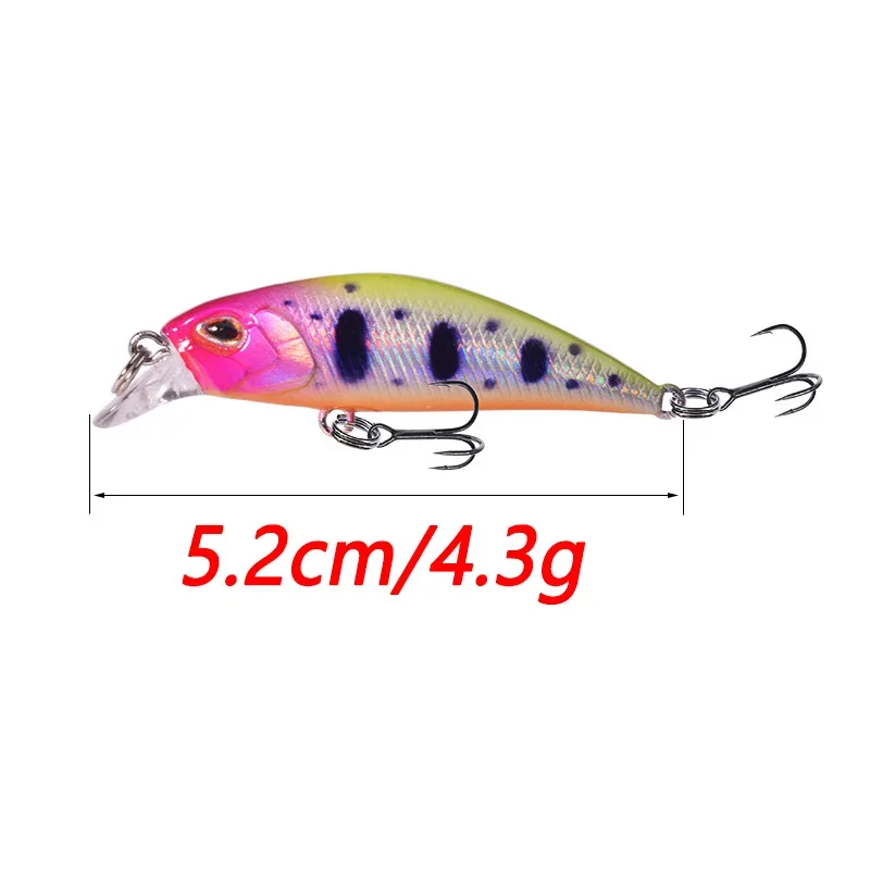 Señuelo de pesca de pececillo que se hunde, 5,2 cm, 4,3g, ojos 3D, Mini Wobblers de plástico láser, cebo Artificial para Lucio, carpa, lubina, Crankbait, 1 ud. - imagen 4