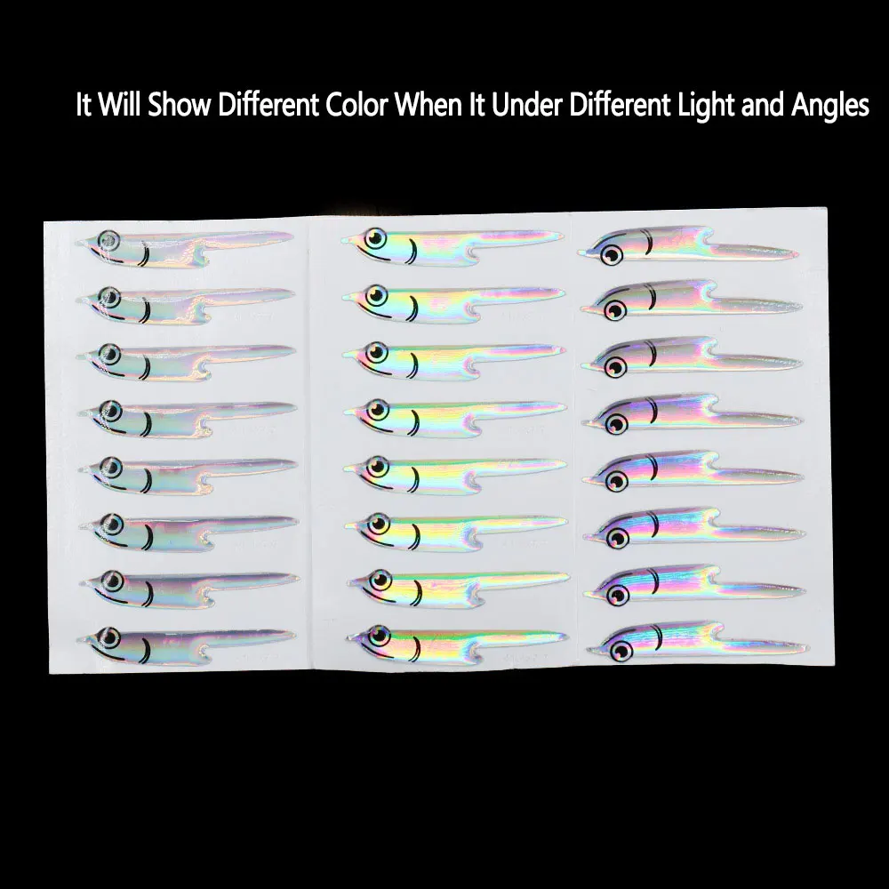 16/32 Uds. De láminas flexibles precortadas, señuelo de pez cebo, Material de atado de moscas, máscara de pez Artificial plateada, pegatina, Streamer, Señuelos de pesca de mar - imagen 5