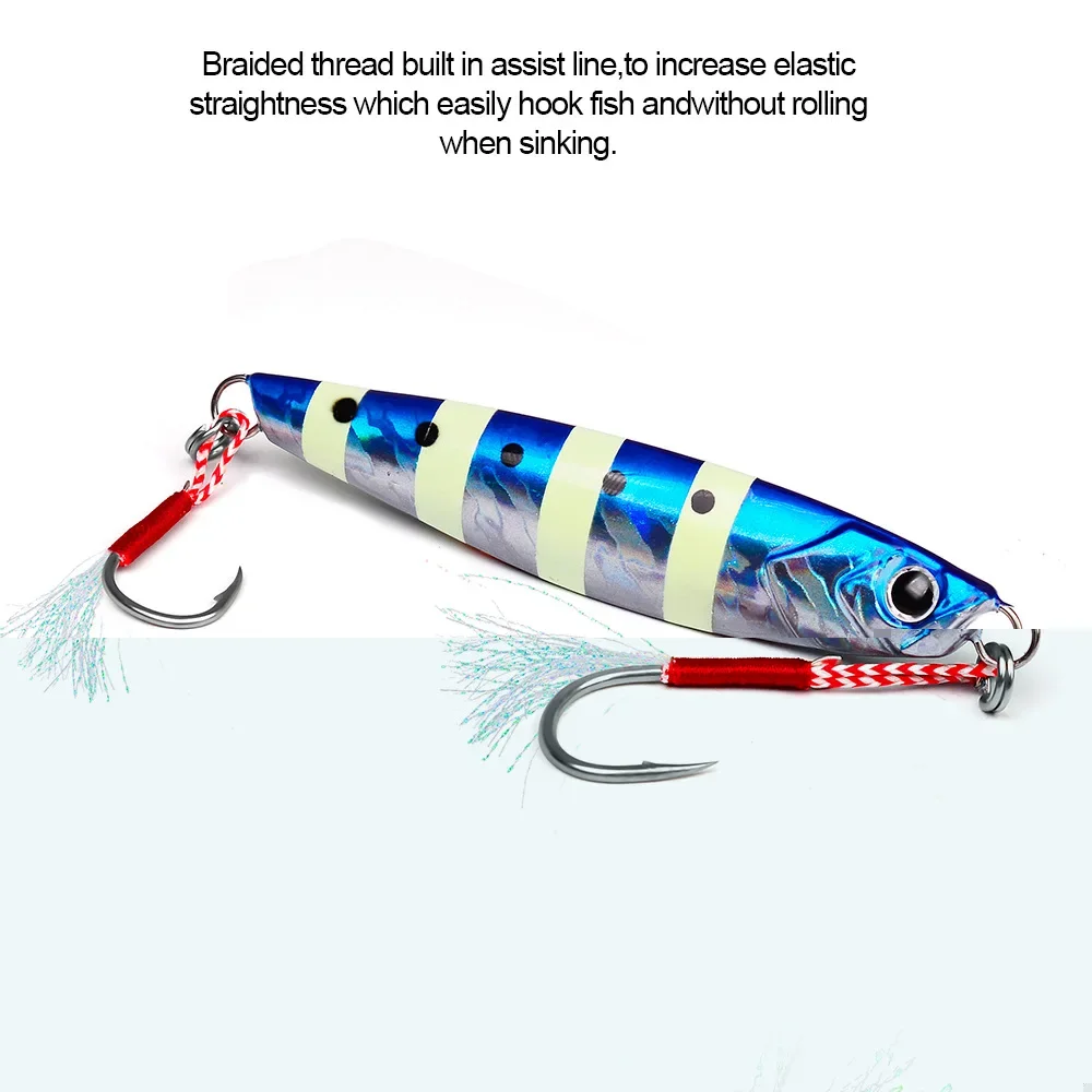 Anzuelo de Pesca de acero al carbono, 50 Uds., anzuelos de asistencia, plantilla para accesorios de señuelo, Jigging lento y rápido, anzuelos de púas dobles individuales para Pesca - imagen 3