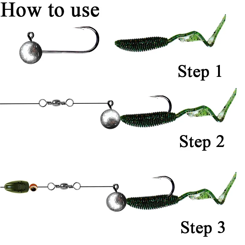 Anzuelo de pesca con cabeza plomada, 1g, 2g, 3,5g, 5g, 7g, 10g, cabeza plomada redonda, señuelo de gusano suave, accesorios de pesca, 5 uds./lote - imagen 3