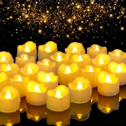 Velas LED tipo candelita con pilas, velas votivas de cera de goteo eléctricas parpadeantes sin llama para decoración navideña y de Halloween