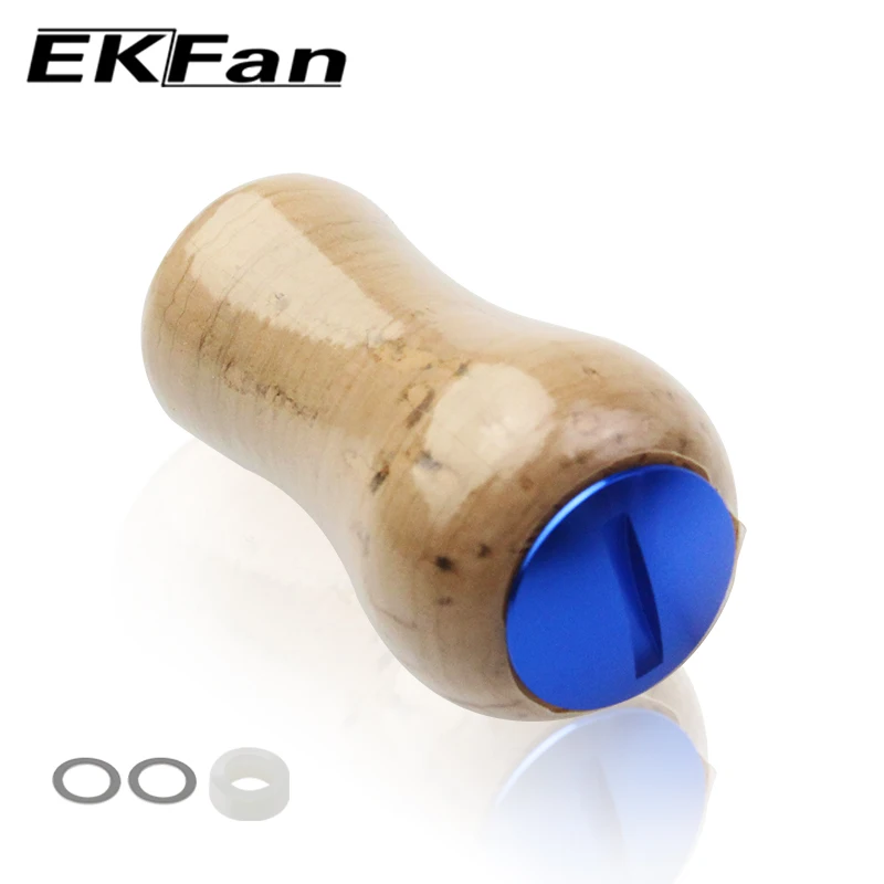 EKFan-mango de carrete de pesca de madera suave, perillas para SHI & DAI, eje de 4MM, carrete de pesca Baitcasting, bricolaje - imagen 2