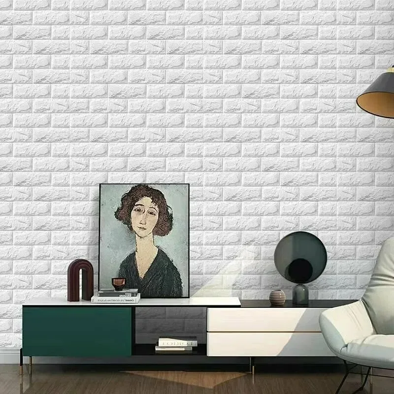 DIY-knutselprojecten muurkunst effen kleur Europese stijl faux bakstenen muursticker zelfklevende achtergrond decor behang voor thuis - imagen 2