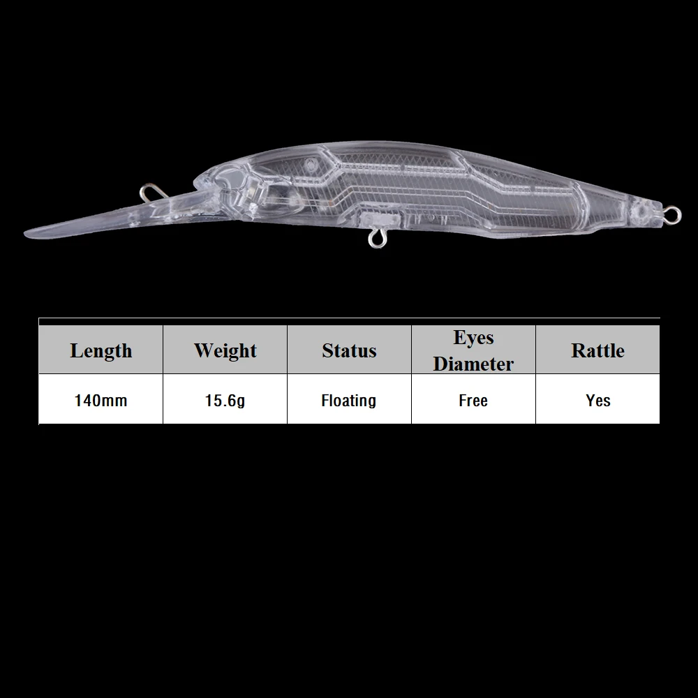 Chan'sHuang 10 Uds. Señuelos de pesca en blanco sin pintar 14cm 15,6g pececillo de aguas profundas DIY hecho a mano cebo de pesca Artificial de fundición larga - imagen 2