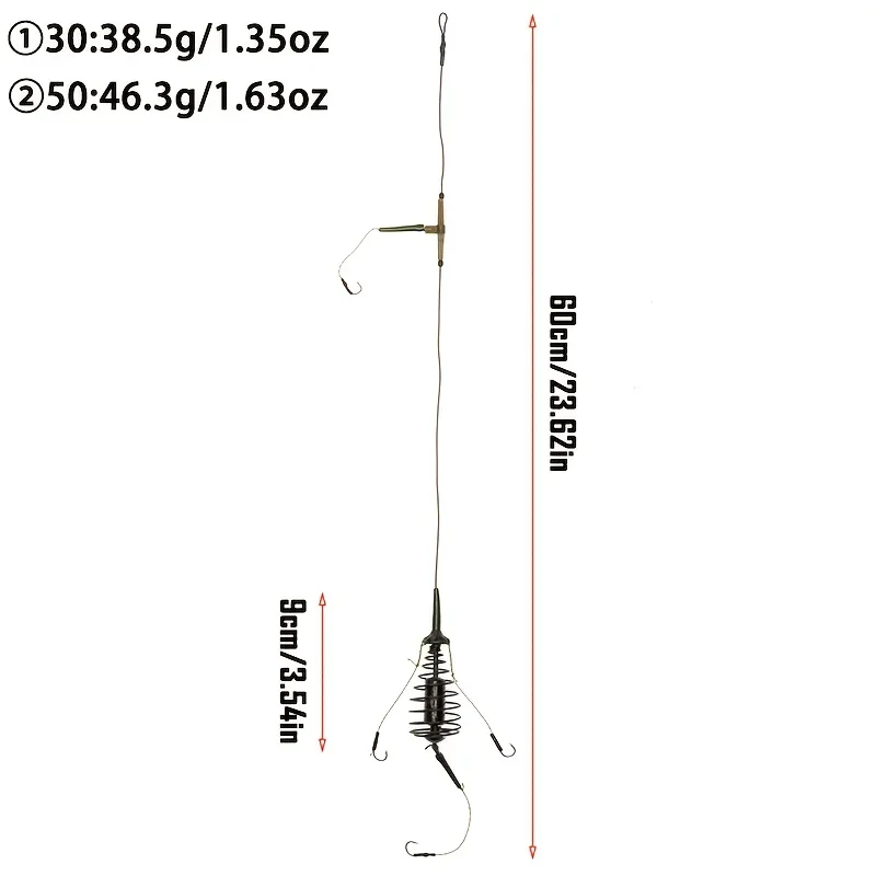1 unidad # Plataforma alimentadora de plomo en línea europea 30/50, jaula de cebo de resorte preensamblada, línea sin enredos y pesca de carpa antitrago - imagen 2
