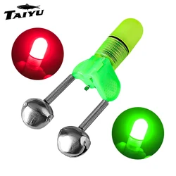 TAIYU 5 uds campana brillante eléctrica; campana de caña de pescar con luz nocturna; dispositivo de alarma de pesca nocturna con caña de corriente.