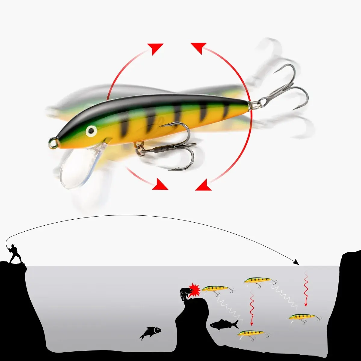 Hundimiento Minnow Wobblers 85mm 13,7G Señuelos de Pesca señuelos de trucha y cebo duro Jerkbait para pesca de perca - imagen 5