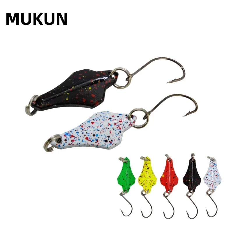 MUKUN-señuelo tipo cuchara de 3g para pesca, bolsa de 5 piezas, señuelos duros artificiales, cebo, cucharas de pescado pequeñas, anzuelo individual - imagen 2
