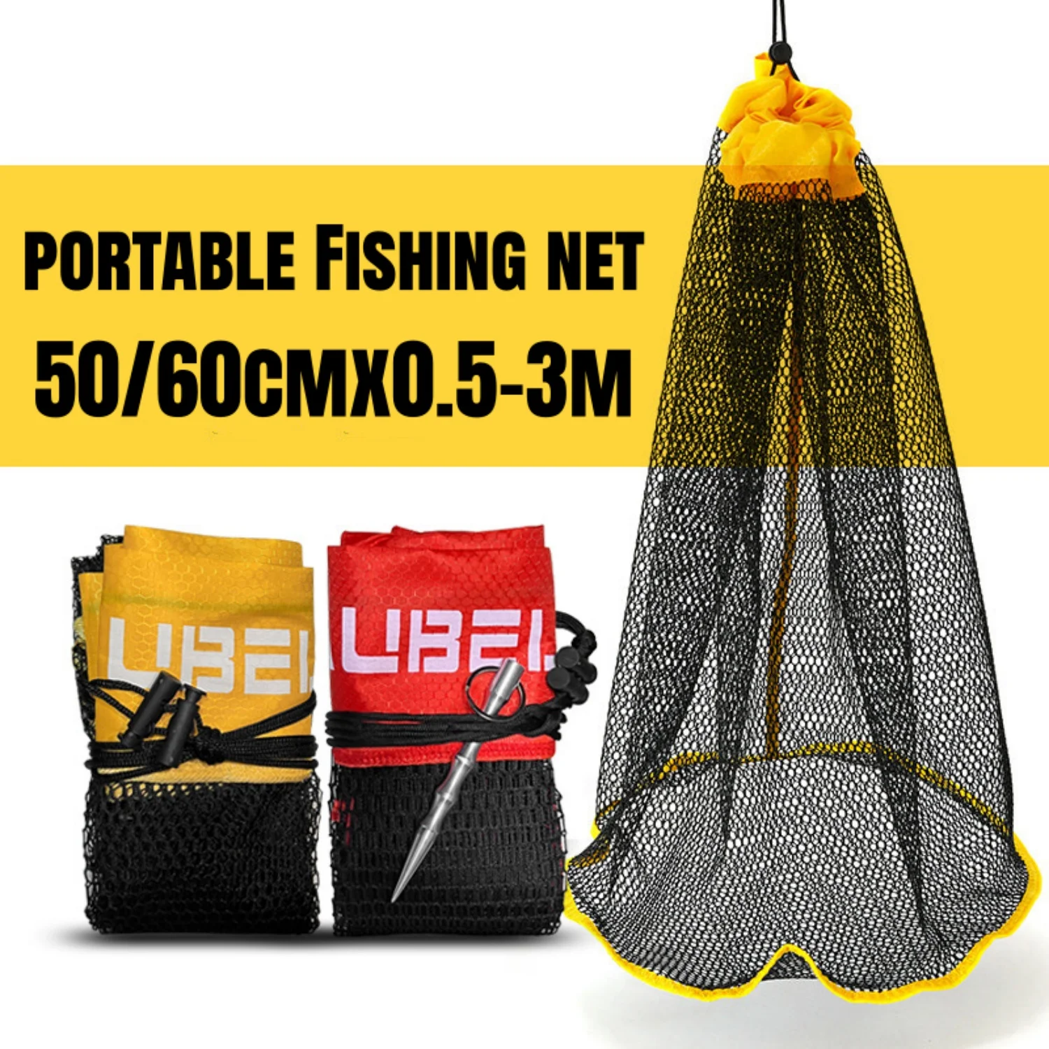 Red de Pesca Plegable Oxford – Cesta Portátil 0.5-3m