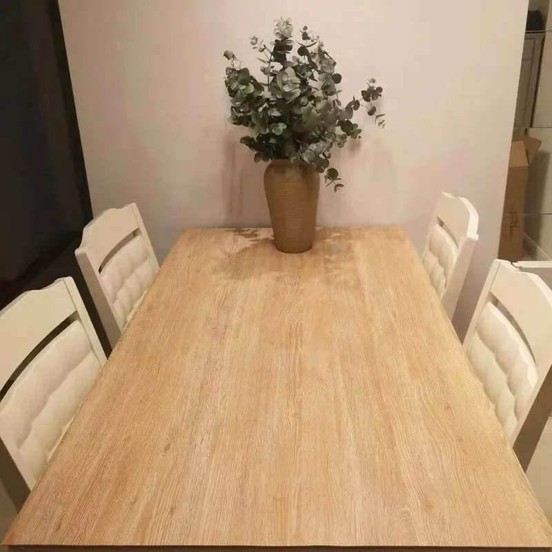 Papel tapiz impermeable de grano de madera de imitación de roble amarillo de 40cm de ancho, pegatina de pared extraíble, decoración autoadhesiva para mesa de gabinete - imagen 5