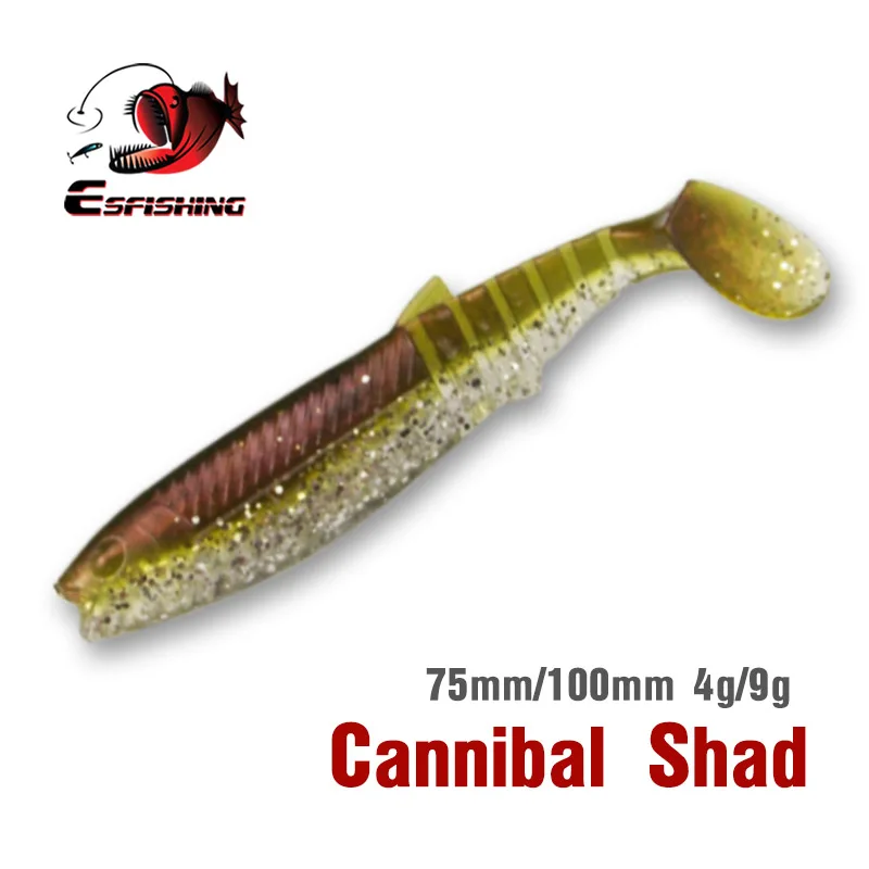 KESFISHING Cannibal 3 ", 4 pulgadas Bass Pesca cebo de silicona suave Swimbait olor a camarón Isca señuelo de Pesca Artificial - imagen 3