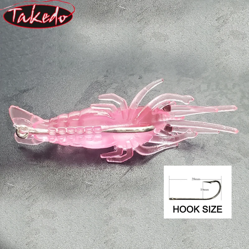 TAKEDO 10 unids/bolsa 4,5 CM 1,3G señuelo de camarón suave Artificial con gancho cebo de silicona Señuelos de Pesca de carpa Wobbler para lubina dorada - imagen 2