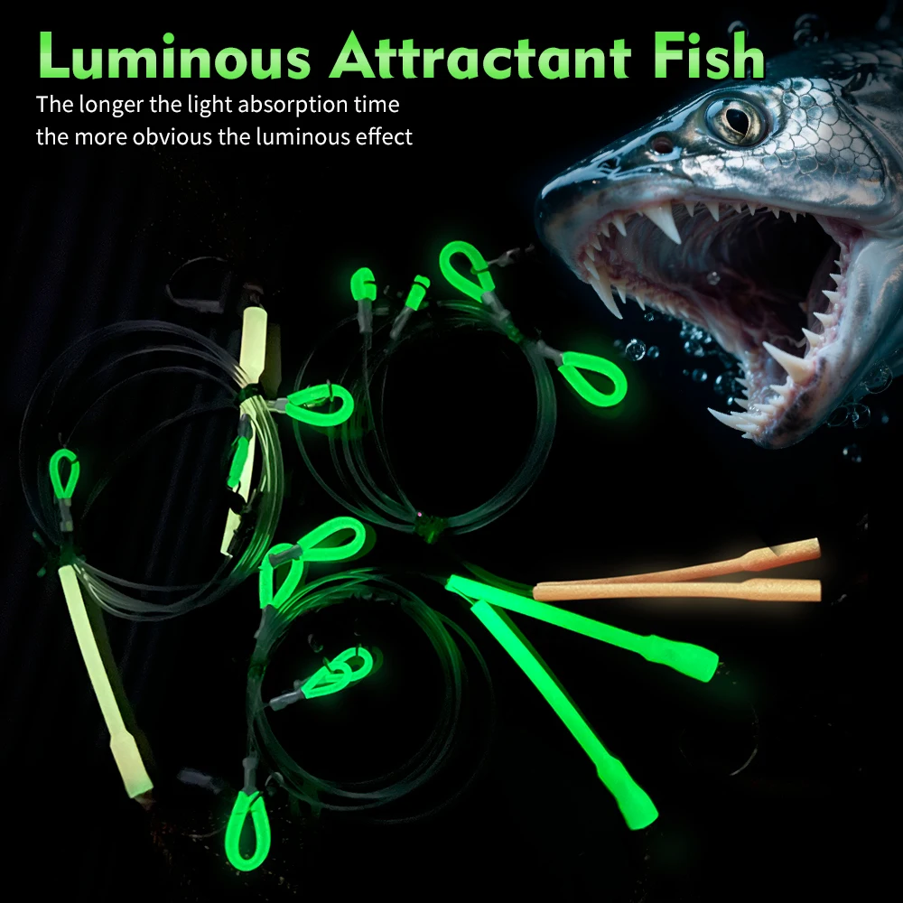 Proberos 2 piezas luminosas atadas a mano aguas profundas Hapuka Groper Cod Rig, Flasher Sabiki Rig con gancho circular de atún 1/0 3/0 5/0 7/0 10/0, - imagen 5