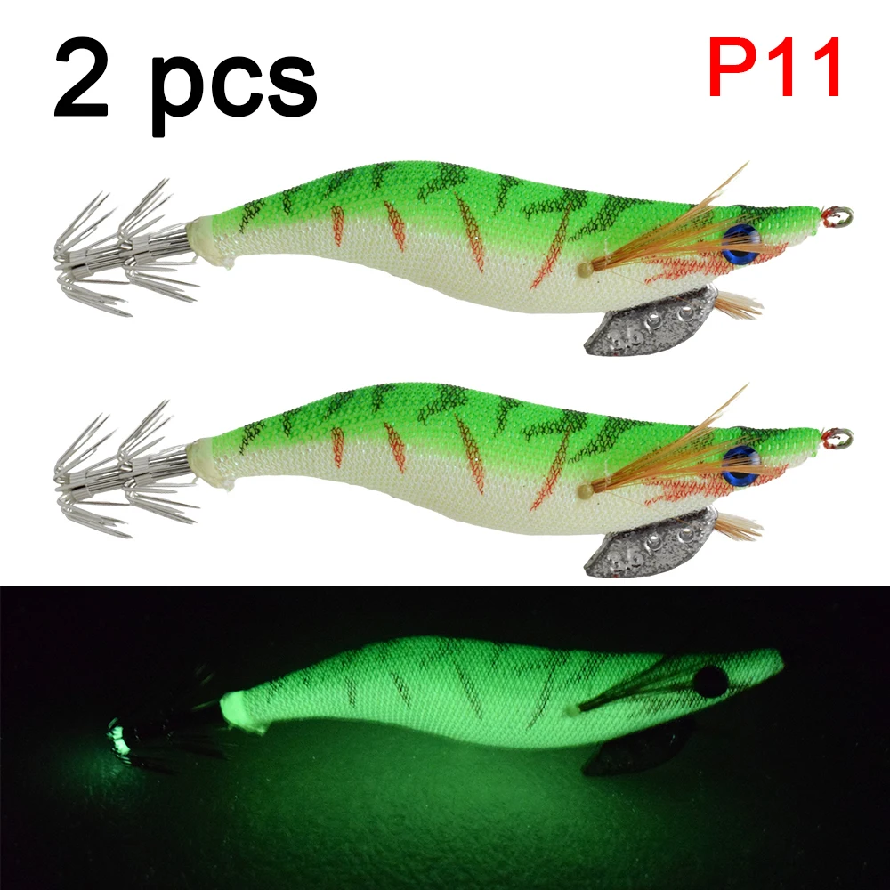 Cebo luminoso camarón anzuelo doble simulado calamar pesca mar - imagen 5