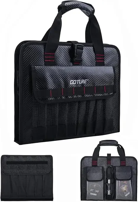 Goture-bolsa de plantilla de Metal portátil, resistente al agua, 600D, PU, bolsa protectora para señuelos de pesca con 34 bolsillos de malla, agua dulce y salada