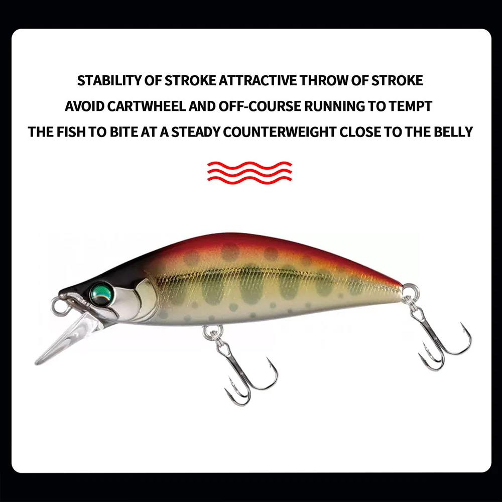 Señuelo de pesca de 5cm y 5,2g, Micro pececillo Wobbler, tiro largo, cebo duro Artificial que se hunde, Jerkbait, cebo de corriente pequeño para trucha, lubina y Lucio - imagen 5