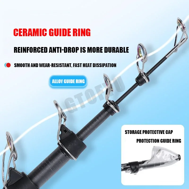Caña de Surf telescópica de 2,1-4,5 M, caña de pescar giratoria para viajes, agua salada, agua dulce, lanzamiento de energía, Surfcasting, caña de Baitcasting de carbono - imagen 3