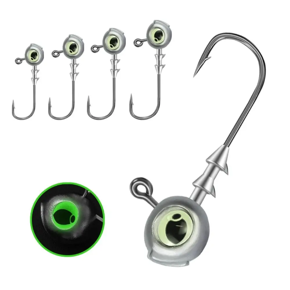 Anzuelos Jig Head ojos luminosos plateados para agua salada y dulce - imagen 2
