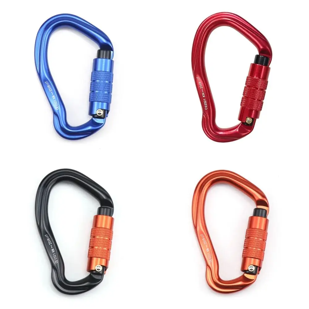 Hebilla de bloqueo automático de seguridad de aluminio de aviación 7075, mosquetón profesional en forma de pera de 23KN, protección multifuncional - imagen 4