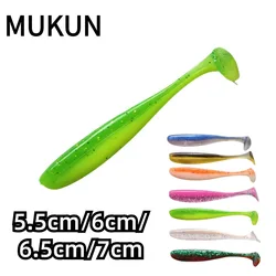 MUKUN-Señuelos de Pesca de cola en T, 20 piezas de 5cm/5,5 cm/6cm/6,5 cm/7cm, Señuelos de Pesca suaves, cebos artificiales, aparejos de pesca de Lucio
